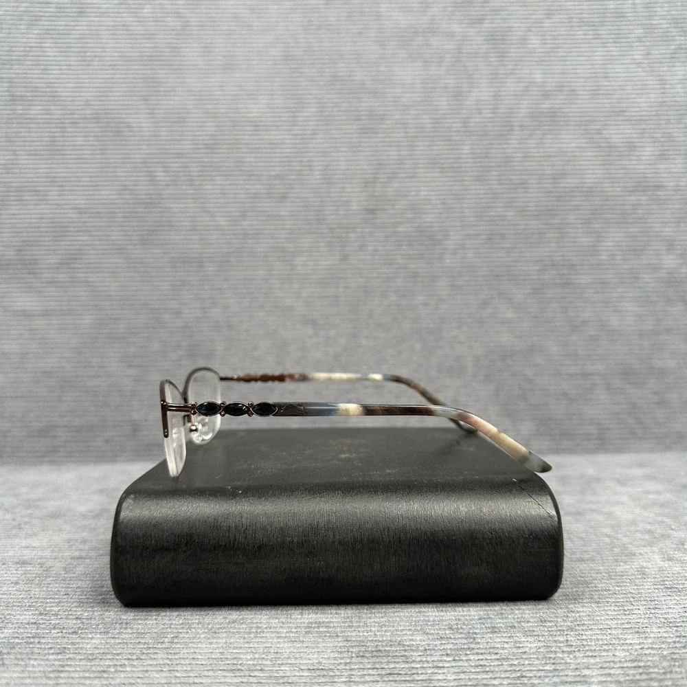 Badgley Mischka Clio Brown Crystal Y2K Cat Eye Eyeglasses 52-18-135
